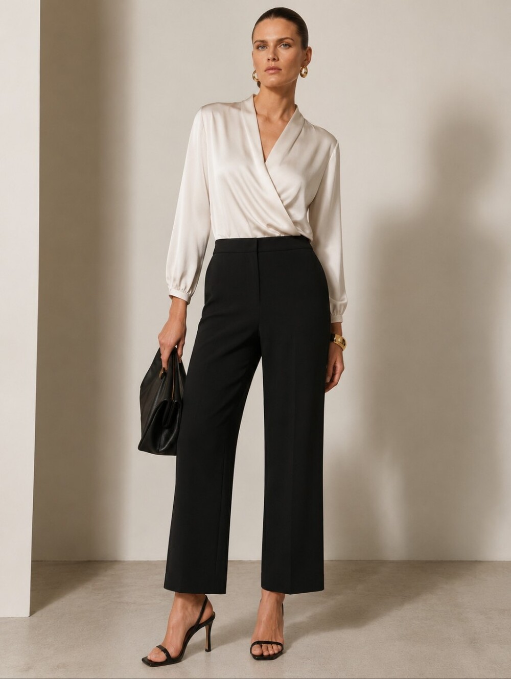 ❤️ LAFAYETTE 148 CREPE HIGH RISE WIDE LEG DRAPEY PANTS /TROUSERS, BLACK, 14P